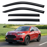 YQAUTEC window visor on Honda HR-V front left for improved airflow and rain protection.