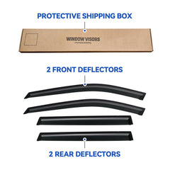 Rogue exterior visors reducing wind and rain exposure while driving.