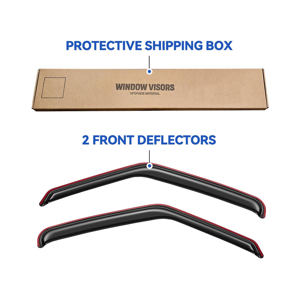 YQAUTEC side vent visors for Ford E-Series offer shade and ventilation.