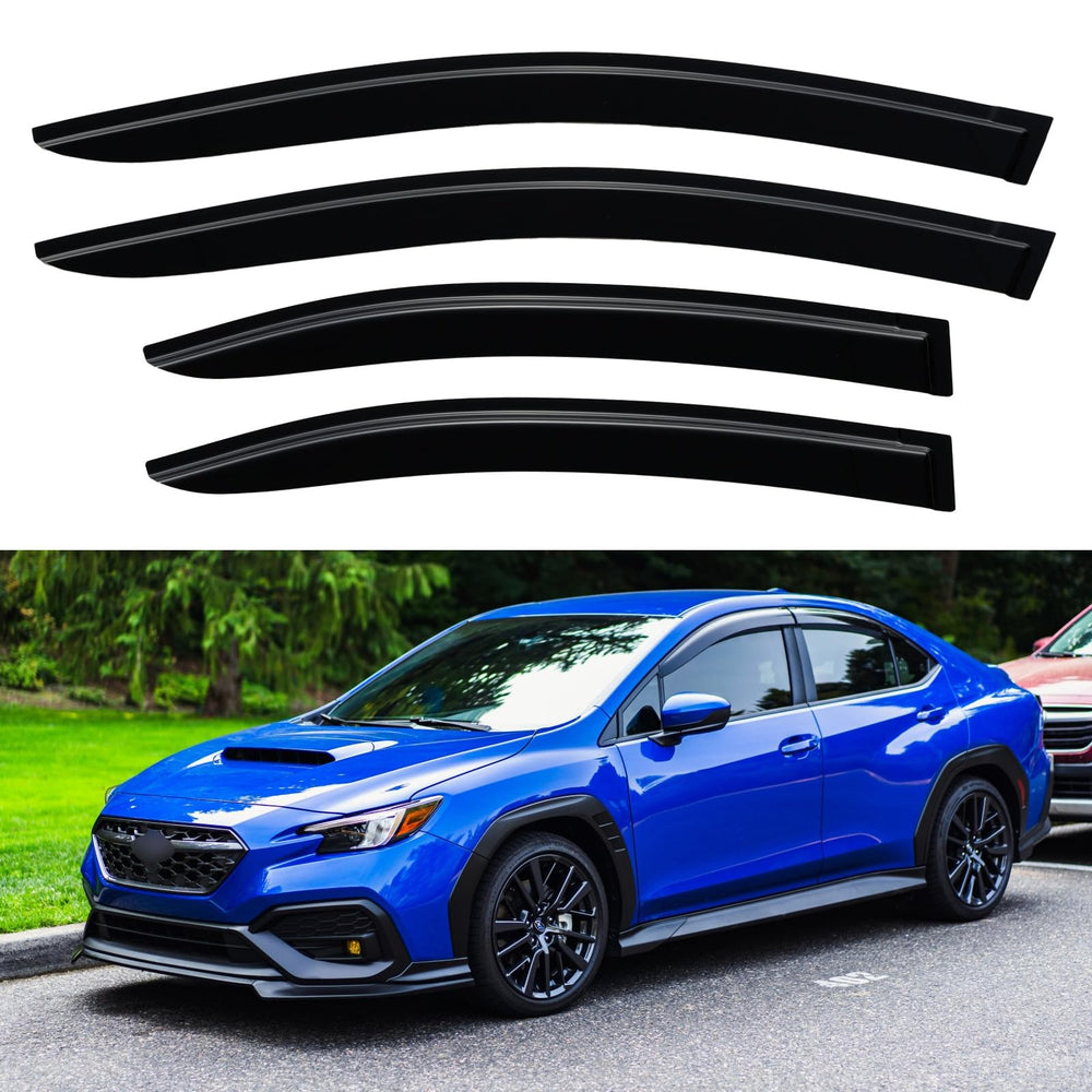 YQAUTEC Subaru WRX out-channel rain guard protecting rain while venting