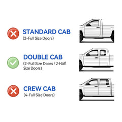 YQAUTEC rear door visors on Toyota Tundra double cab protect passengers from rain when venting.
