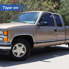 Window visor providing open-air venting for Chevy/GMC extended cab