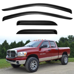 YQAUTEC window visors for Dodge Ram 1500 quad cab front view protection from rain while driving