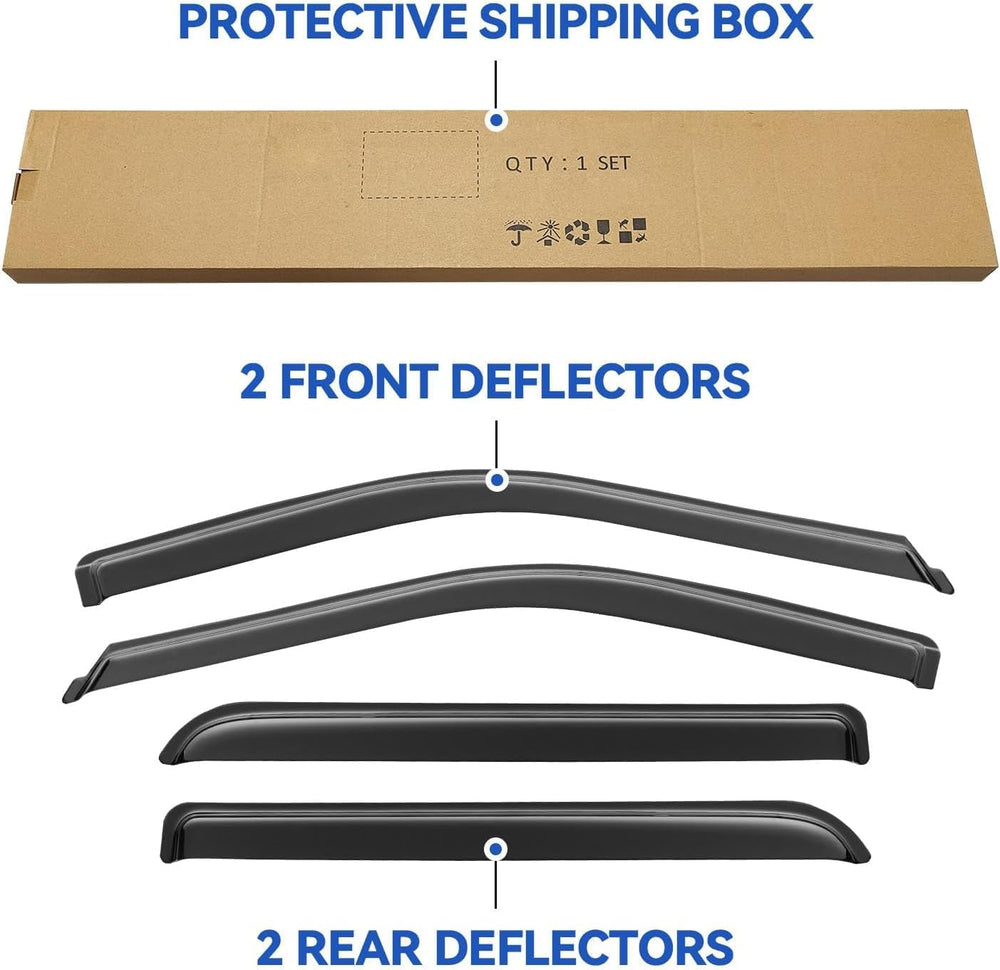 YQAUTEC Window Visors provide full-coverage protection across all four doors.