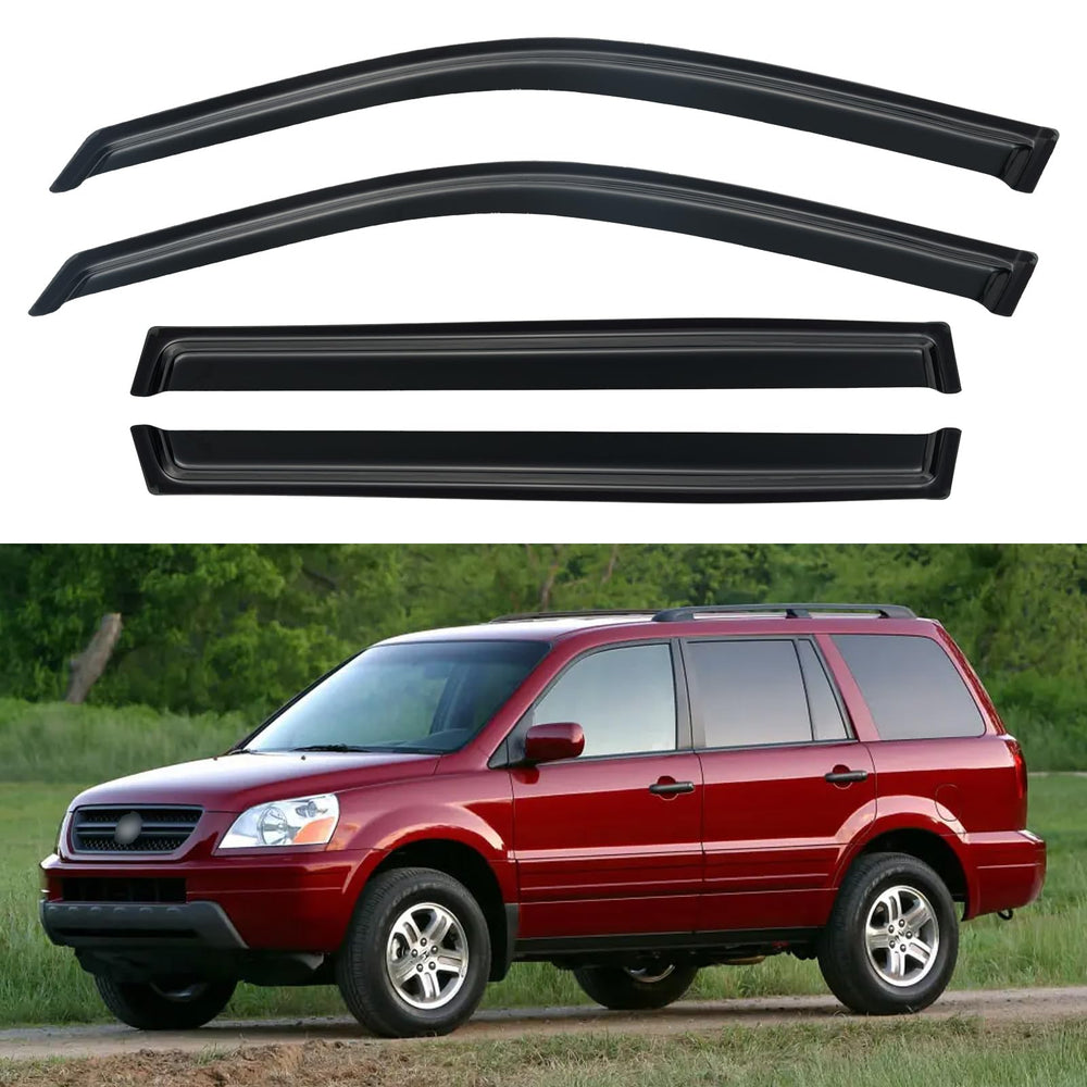 YQAUTEC Honda Pilot front-left window visors improving airflow while keeping rain out