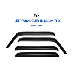 YQAUTEC window visors for Jeep Wrangler JK, front-right view, breathable airflow with weather protection