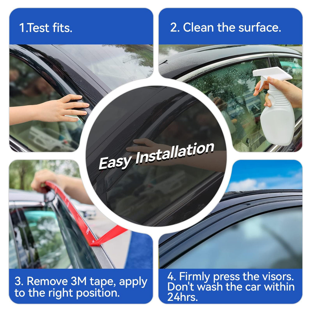 YQAUTEC 4-piece installation, outside mount with 3M tape, no drilling needed