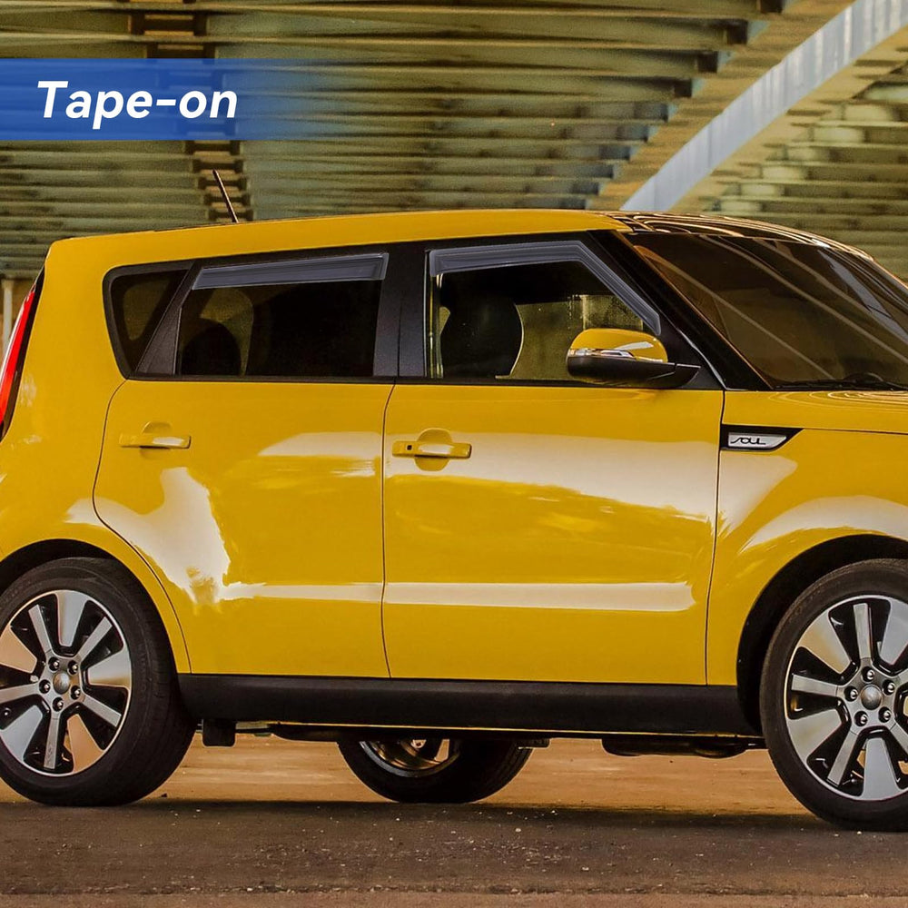 YQAUTEC Kia Soul window visor on rear left reduces wind and moisture