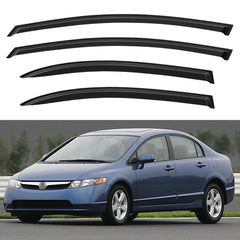 YQAUTEC window visors on a Honda Civic front view with rain protection.