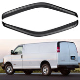 YQAUTEC window visors installed on Chevy Express front doors reduce rain intrusion.