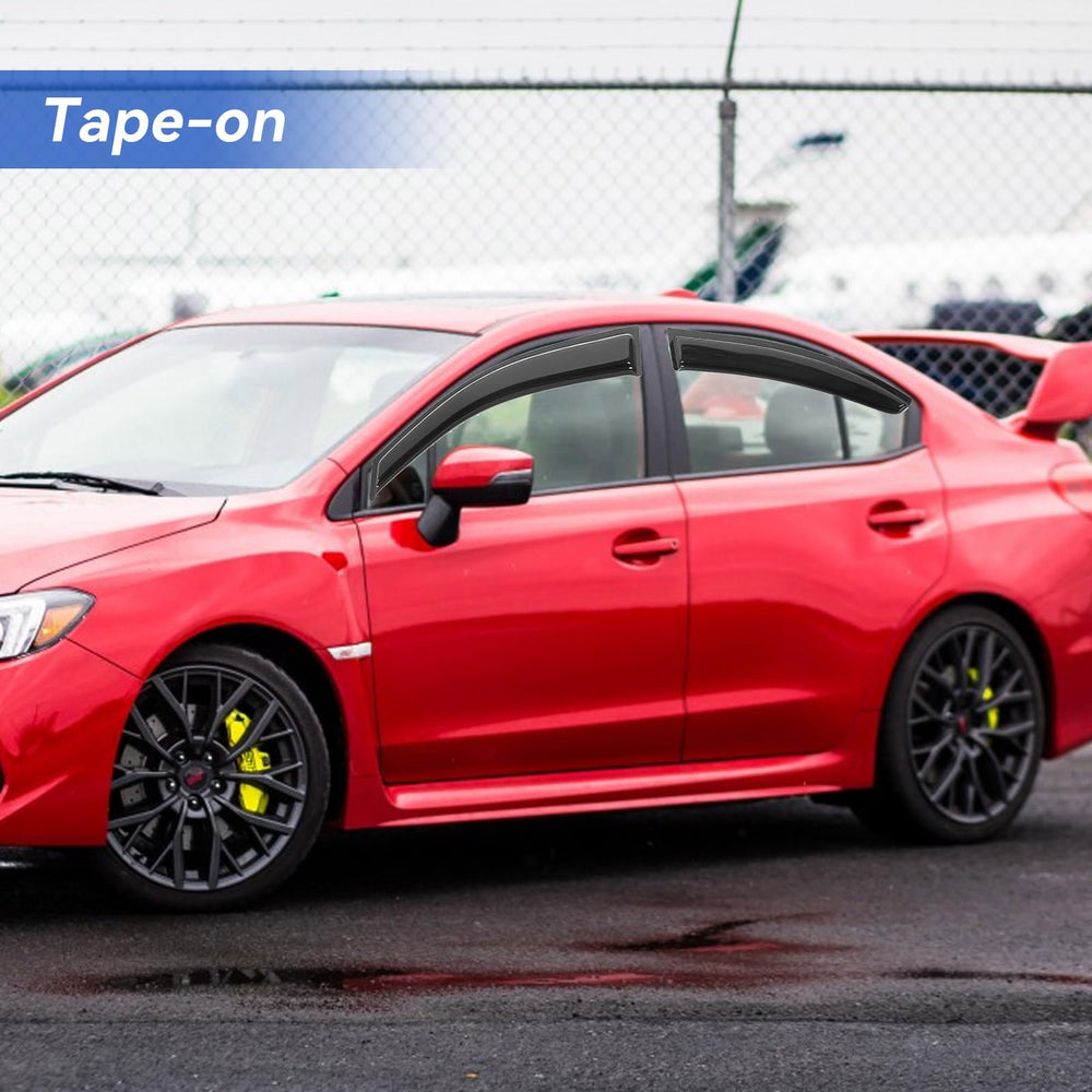 YQAUTEC window rain guards for Subaru WRX rear-left enhancing airflow and splash protection