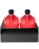 YQDHYLYH fuel jug holder rack secures two cans on a trailer.