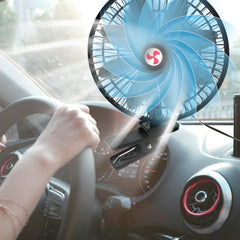 YQSIYU clip fan with dual-speed switch on vehicle vent.