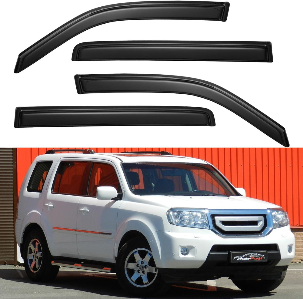 YQAUTEC Honda Pilot window visors front view with rain protection