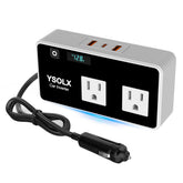 YSOLX 300W car inverter front view powering laptops on the go