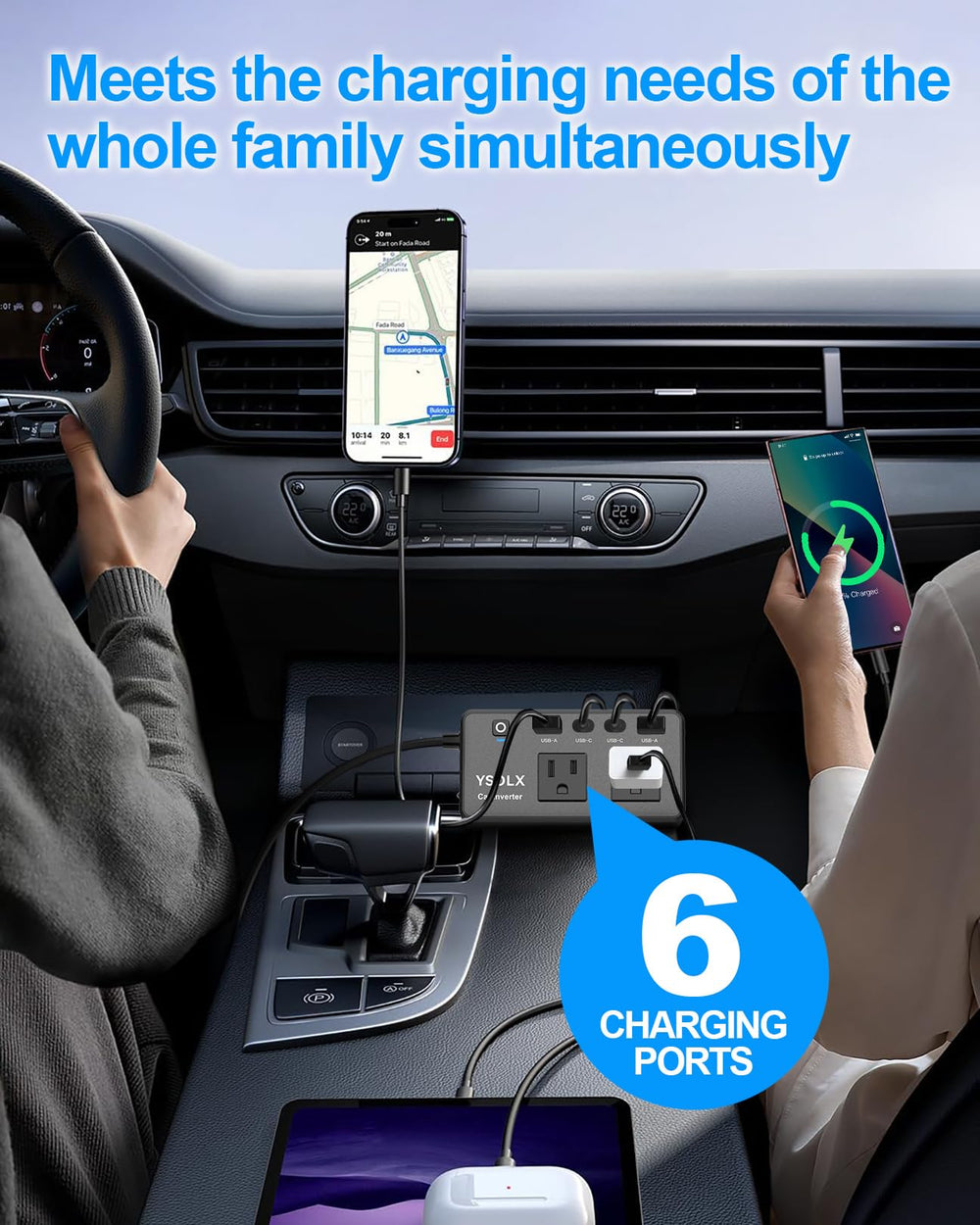 YSOLX four USB-C and USB-A ports for fast charging on the road.