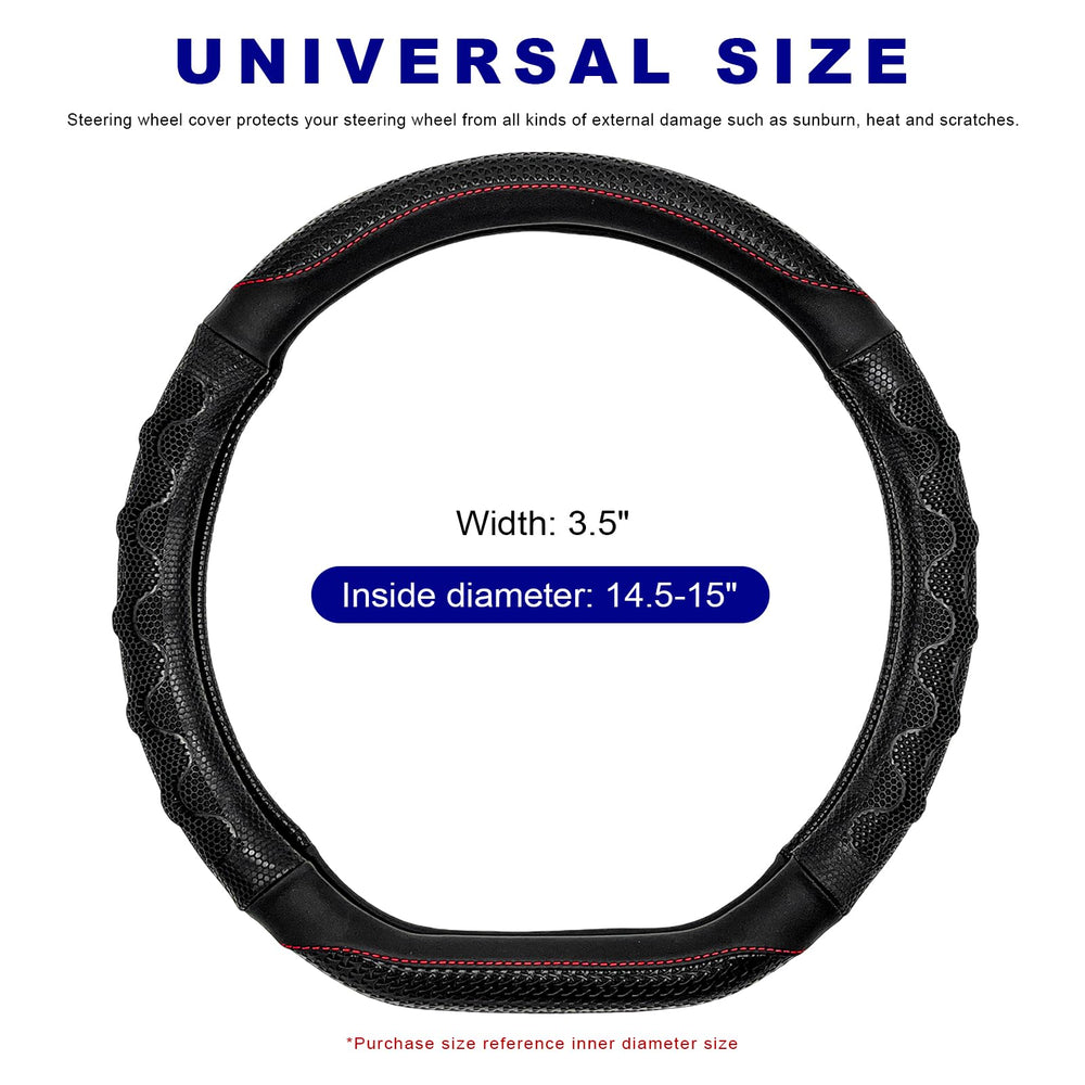 YTFRL steering wheel cover showing breathable mesh for comfortable driving