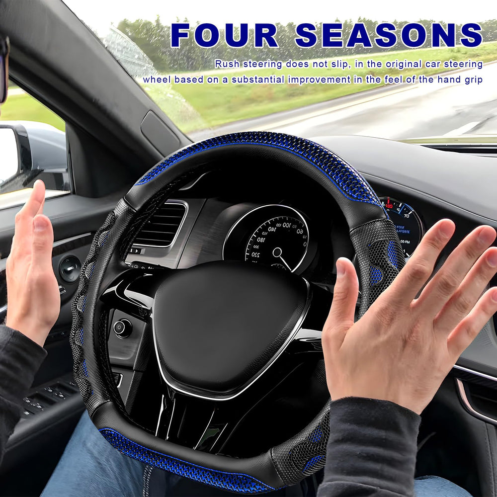 YTFRL steering wheel cover protects against dust and UV exposure.