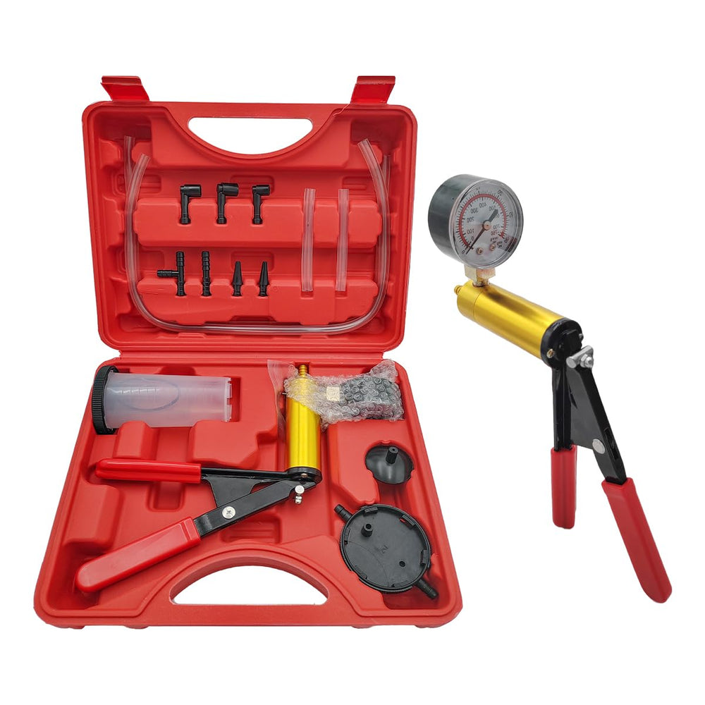 YTFRL vacuum pump with gauge for precise brake bleeding in DIY and professional workshops.