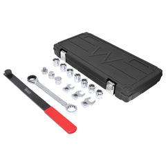 Yuesstloo belt tool set in use demonstrates practical belt maintenance on vehicles.