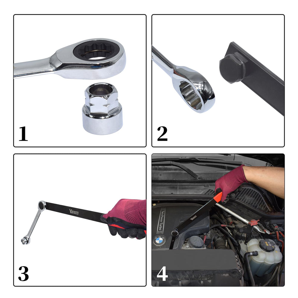 Yuesstloo open-end crowfoot wrenches 13-15mm reach fasteners from awkward angles.