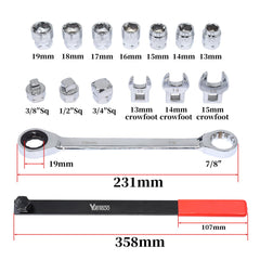 Yuesstloo ratcheting wrench 19mm enables smooth belt removal and precise tensioning.
