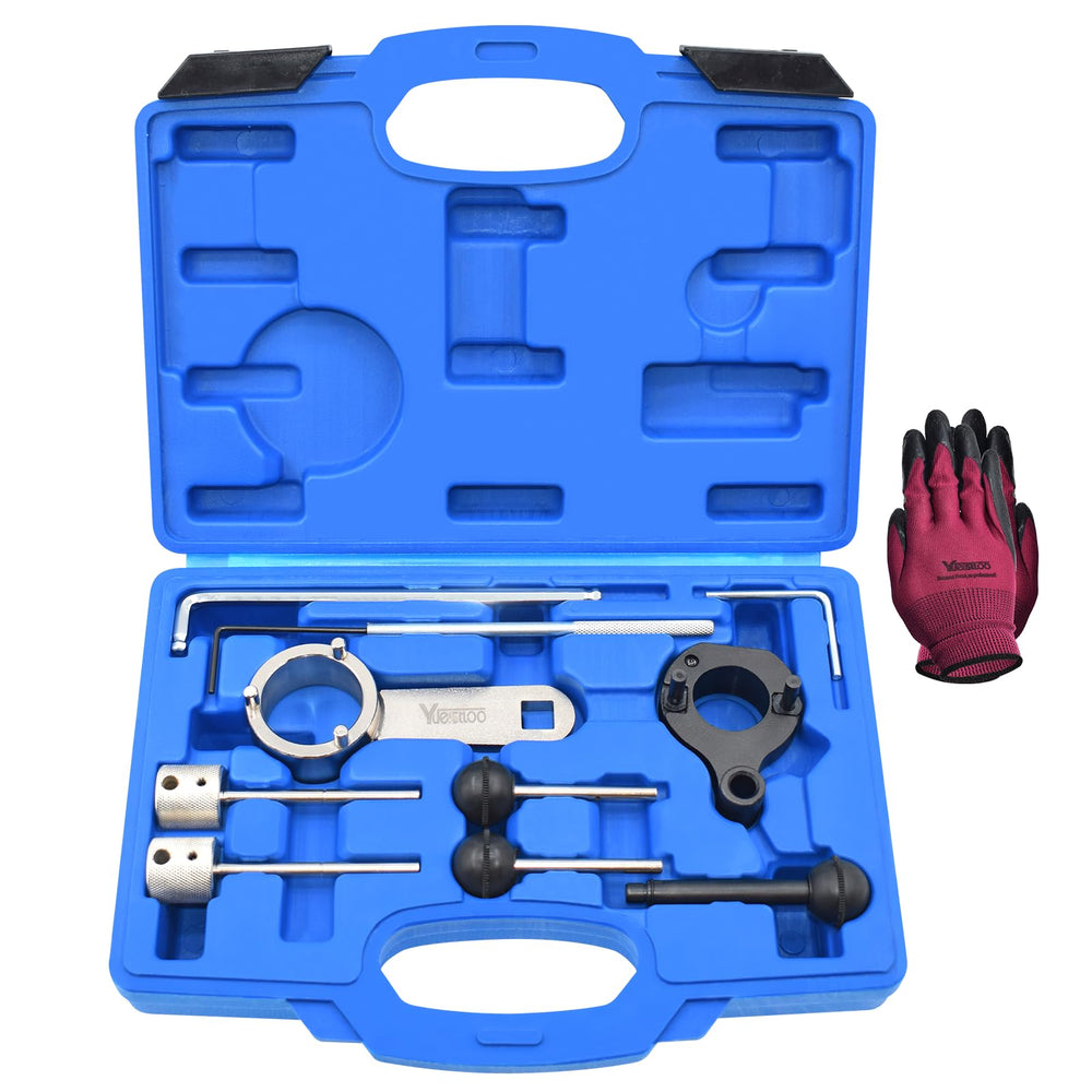 Yuesstloo camshaft timing belt tool kit case with organized tools for quick transport.