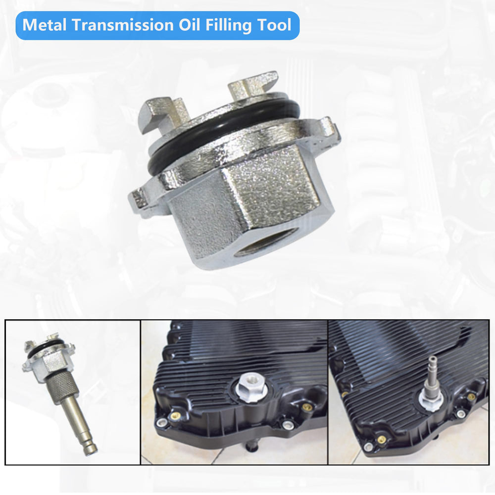 Yuesstloo tool in use captures a clean, controlled oil change in a workshop.