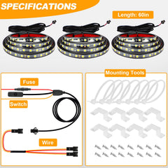YUGUANG 3-pack bed lights suited for cargo, pickup, SUV, and garage lighting tasks.