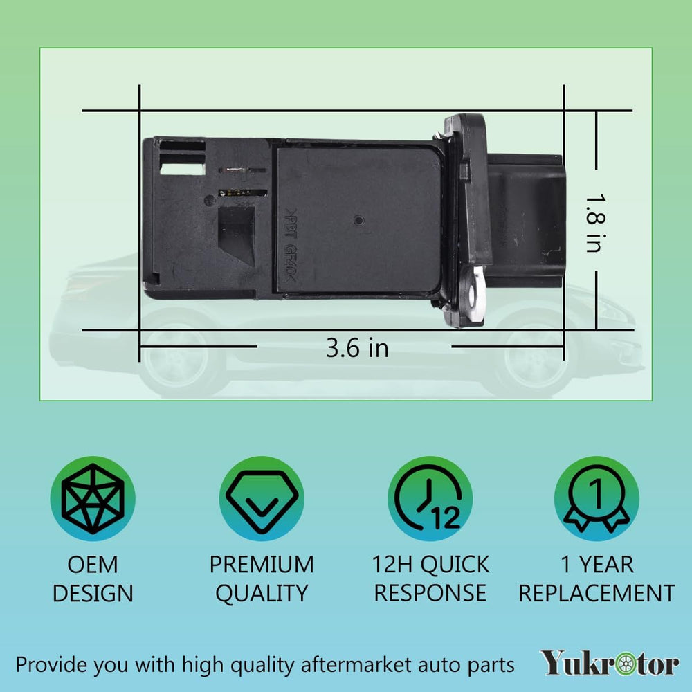 Yukrotor MAF sensor side view highlights compact design for installation