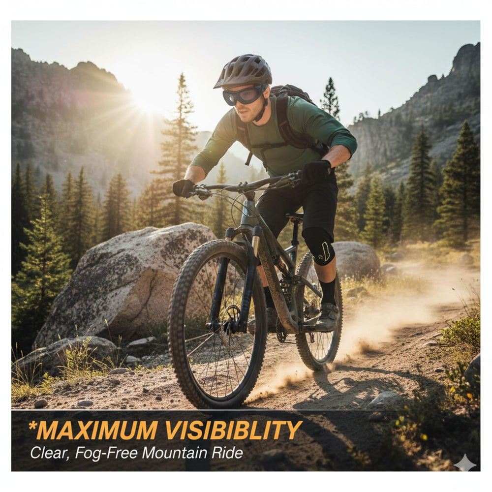 Yulatik UV400 mesh goggles with wind protection for outdoor riding.
