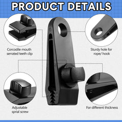 Yulejo tarp clip with locking handle close-up demonstrates secure grip.