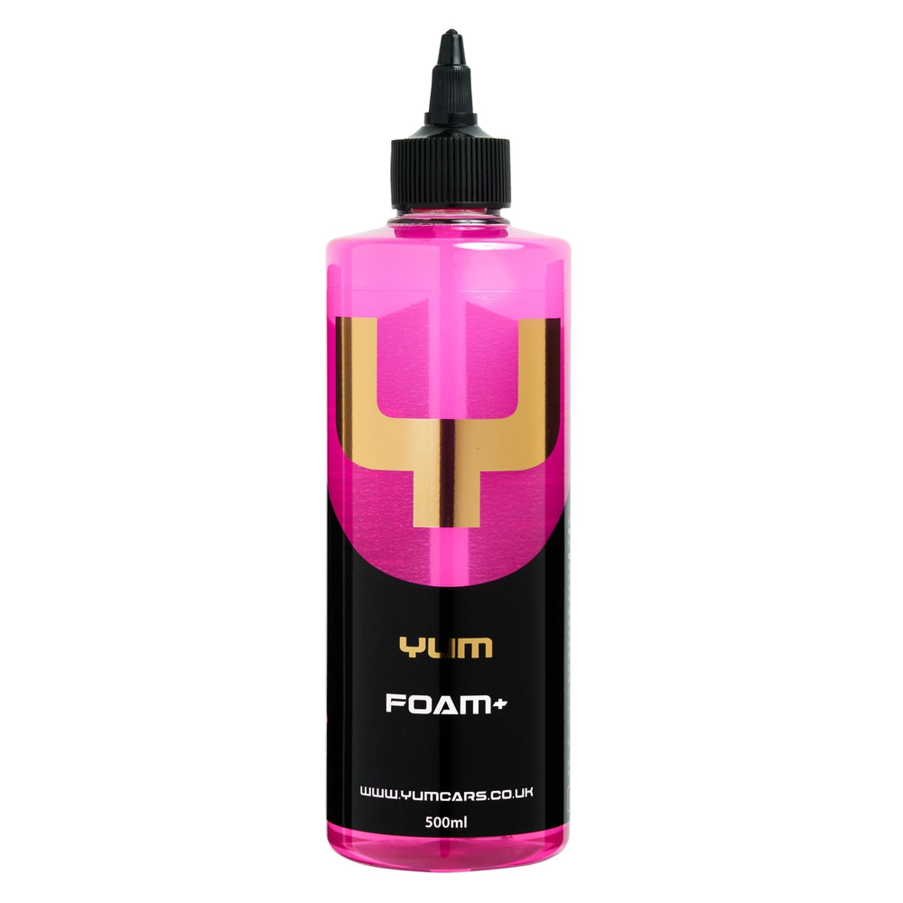 Yum Foam Plus 500ml bottle delivers instant ceramic gloss and hydrophobic protection for all exterior surfaces.