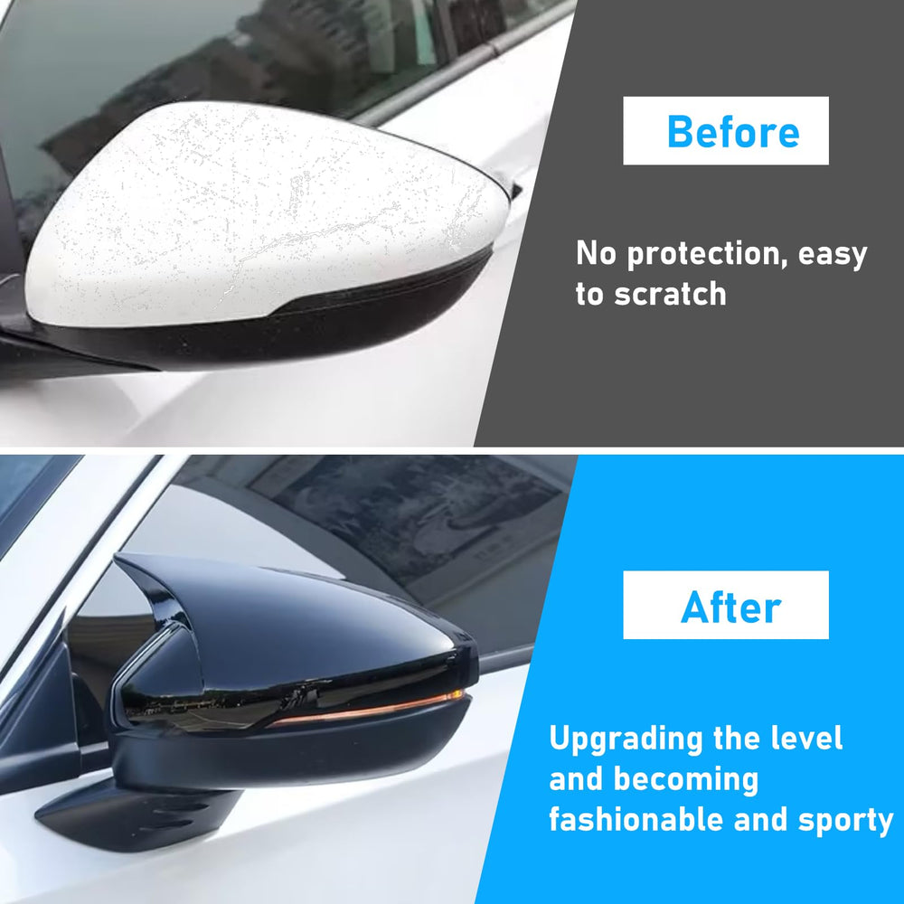 Yumzeco ox horn mirror covers on the right side protect against wear while enhancing sport look