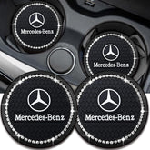 YUNHECHUHAI Mercedes-Benz coaster set in black with universal fit and cup holder protection.
