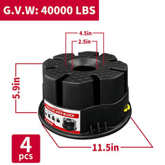 YUNNIEHOM trailer jack block stacked setup, demonstrates broad stability and weight distribution