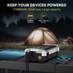 YUSMAN jumpstarter emergency LED flashlight in use at night