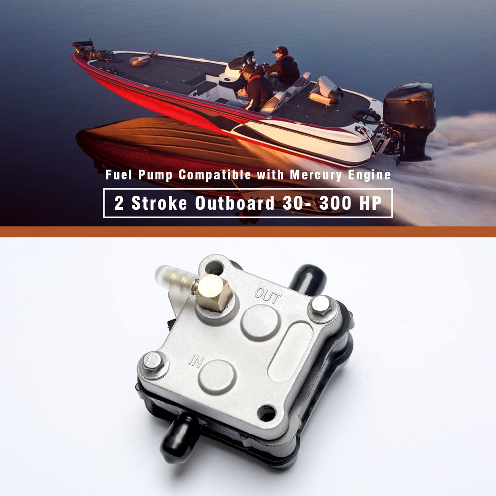 YUXIVCNE Mercury fuel pump side view highlighting plug-and-play installation