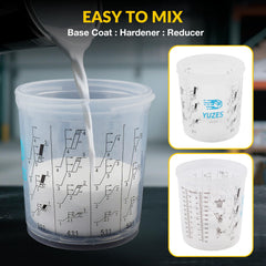 YUZES cup system for efficient mix, spray, and store workflow in DIY projects.