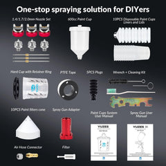 YUZES spray gun with manual for quick start guide