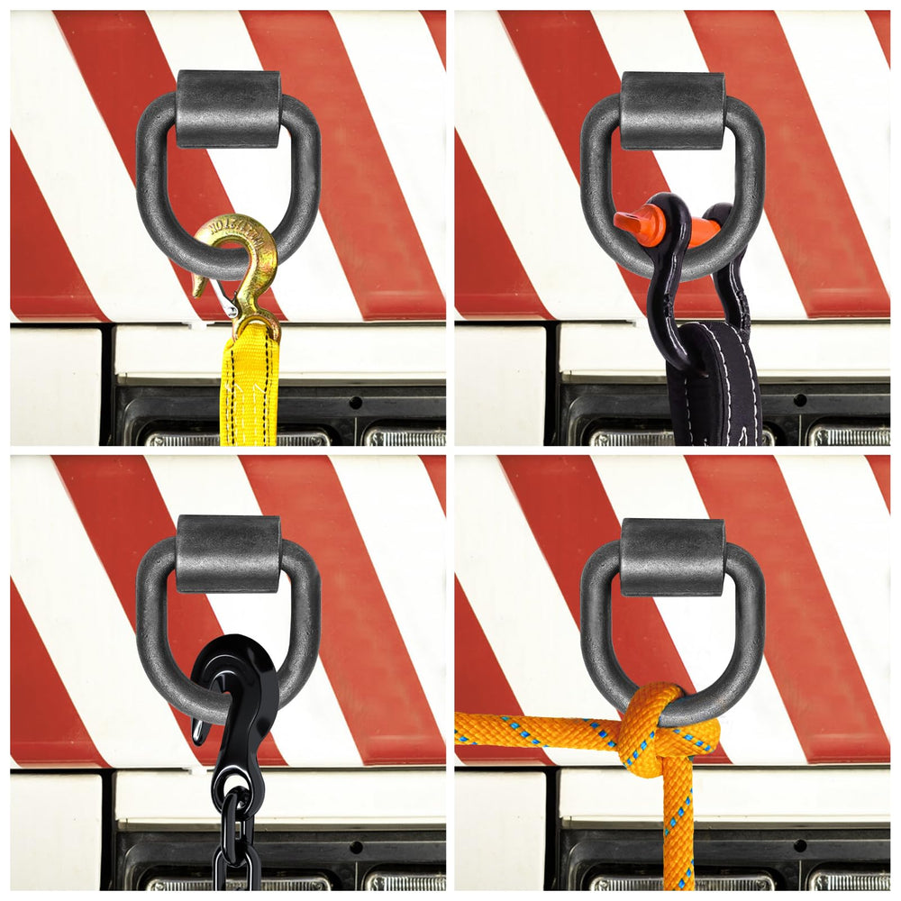 Trailer bed with Ywvri D-ring tie-down point in use