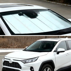 YZZWATW windshield sun shade stored in bag ready for outdoor parking