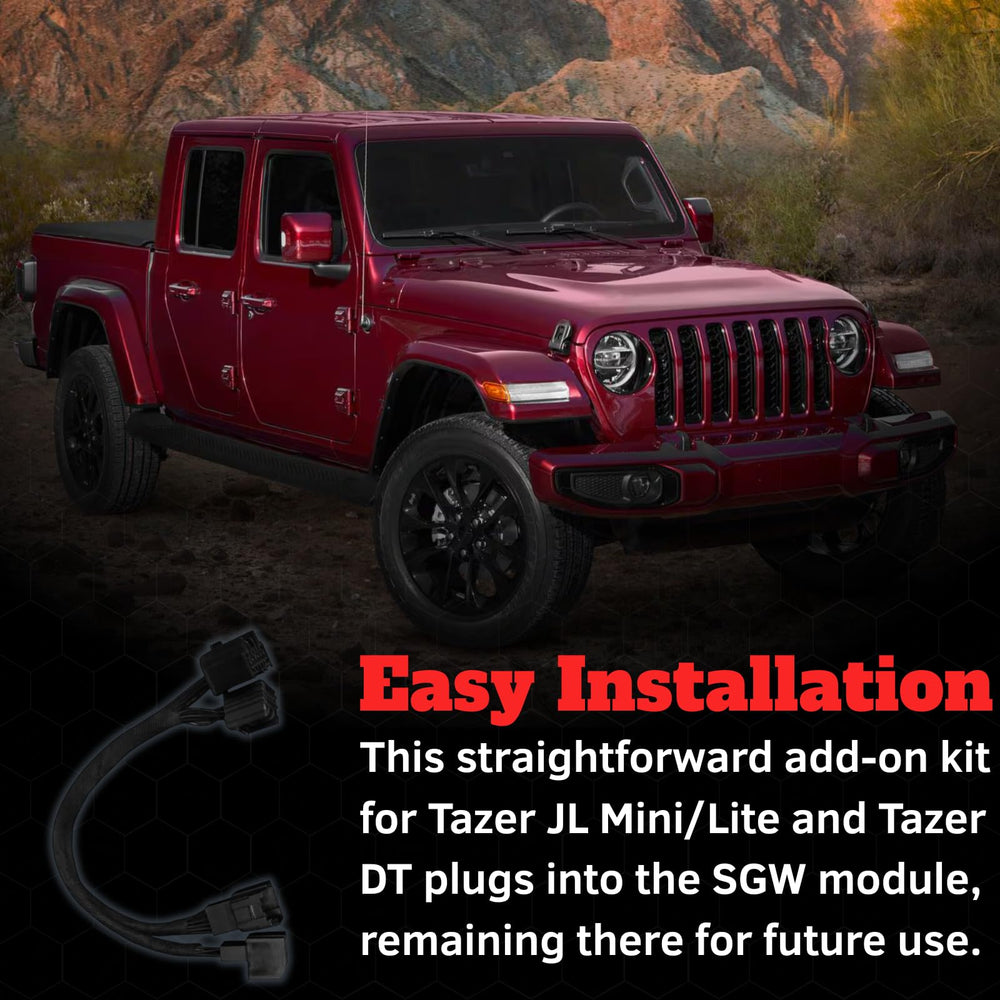 Z Automotive SGW extension cable for Tazer JL Mini/Lite — tidy, accessible setup.