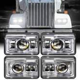 Z-OFFROAD 4x6 headlights front view in chrome housing, enhanced visibility.