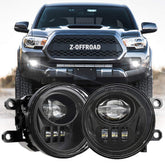 Z-OFFROAD LED fog light for Tacoma, driver side enhances nighttime visibility.