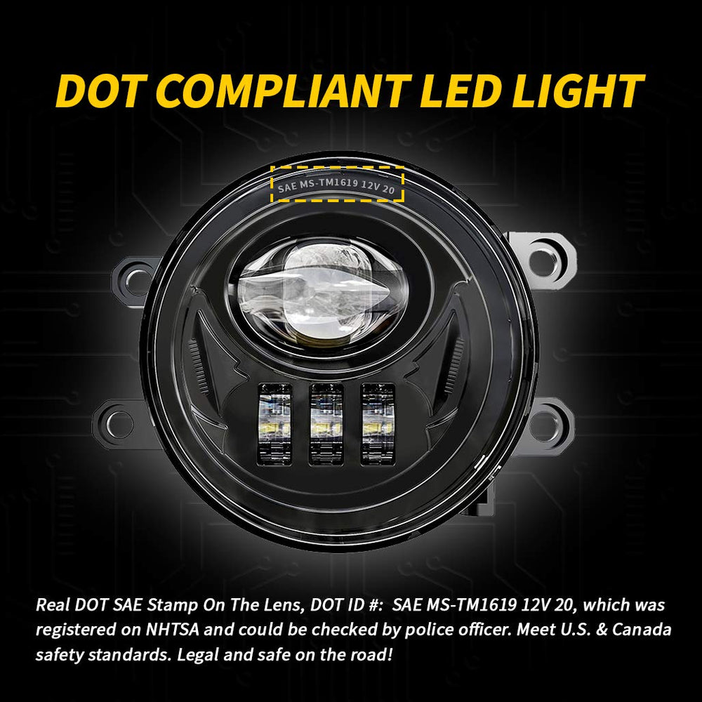 Z-OFFROAD LED fog light for Tacoma, passenger side improves road clarity.