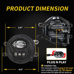 Z-OFFROAD LED fog light for Tundra, passenger side improves visibility in adversity.