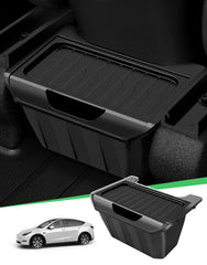 Zanch Tesla Trash Can installed under rear vents for Model Y quick access
