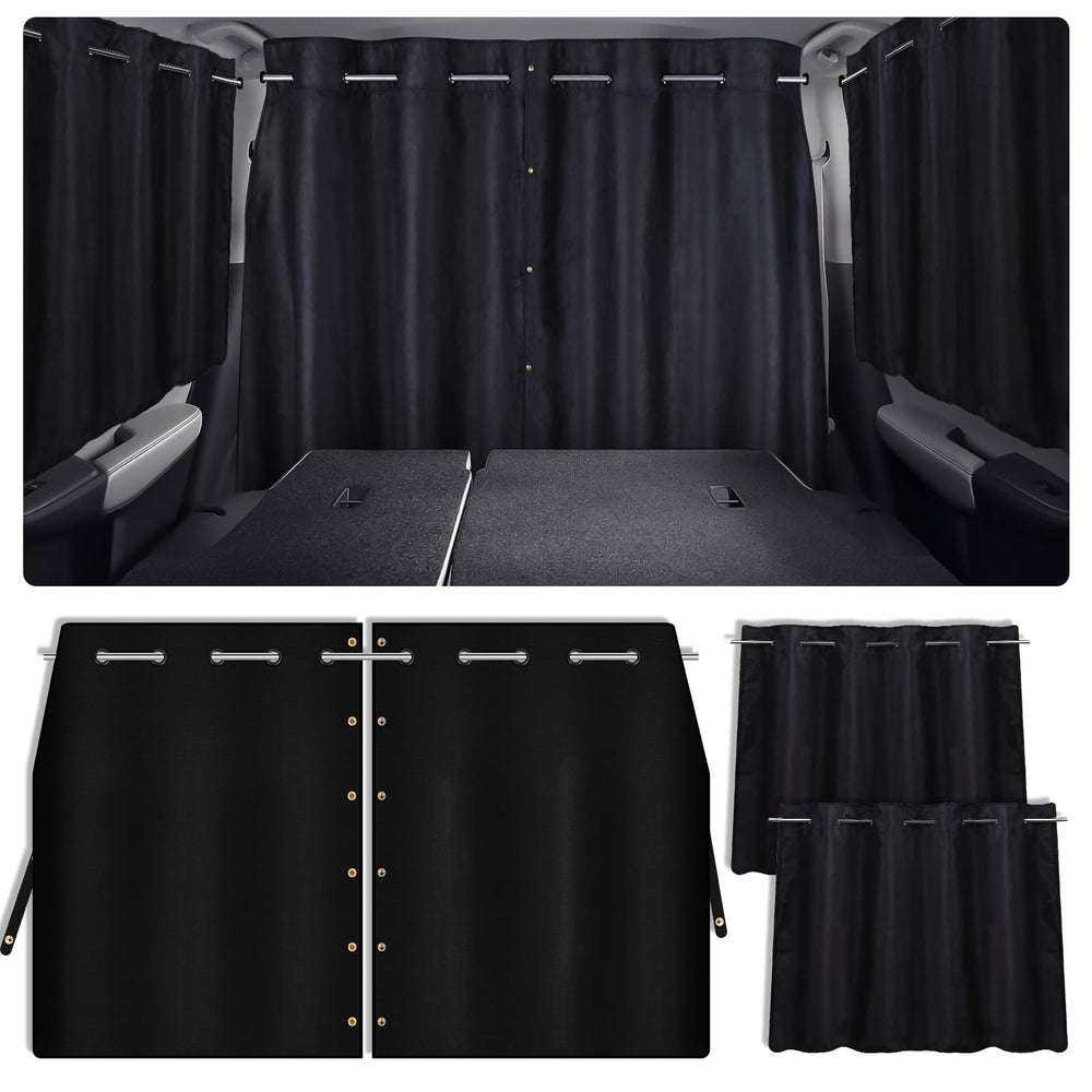 ZATOOTO set of 3 car window shades with rods improves back-window privacy.