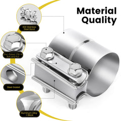 ZEHCLP stainless steel band clamp offers strong support for exhaust components.
